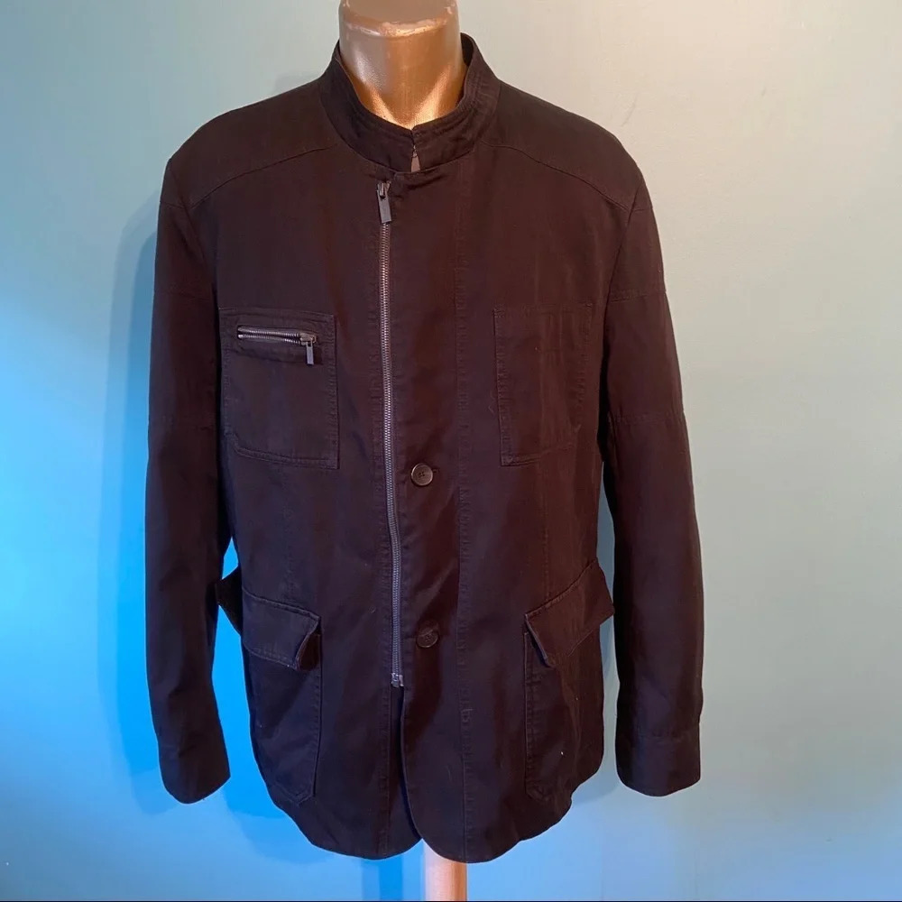 Hugo Boss men’s black Cotten zip up jacket in size 46 regular